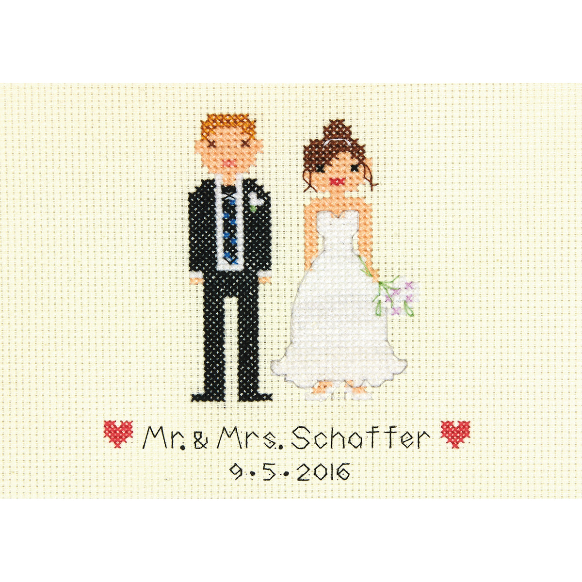 Dimensions Bride & Groom Wedding Record Counted Cross Stitch Kit, 7" x 5"