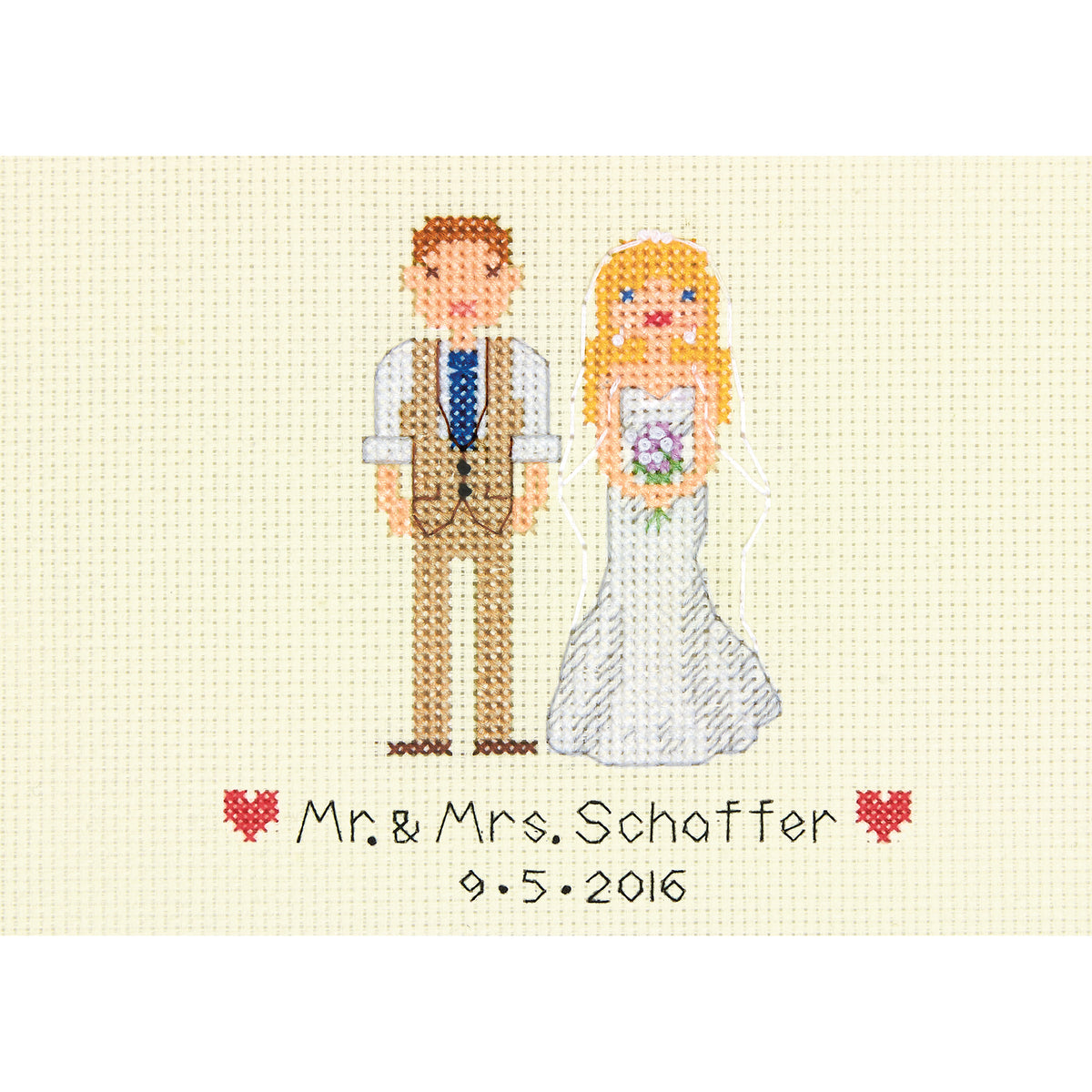 Dimensions Bride & Groom Wedding Record Counted Cross Stitch Kit, 7" x 5"
