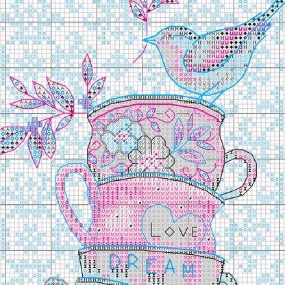 Dimensions Gold Collection Petite Stacked Tea Cups Counted Cross Stitch Kit, 5" x 7"