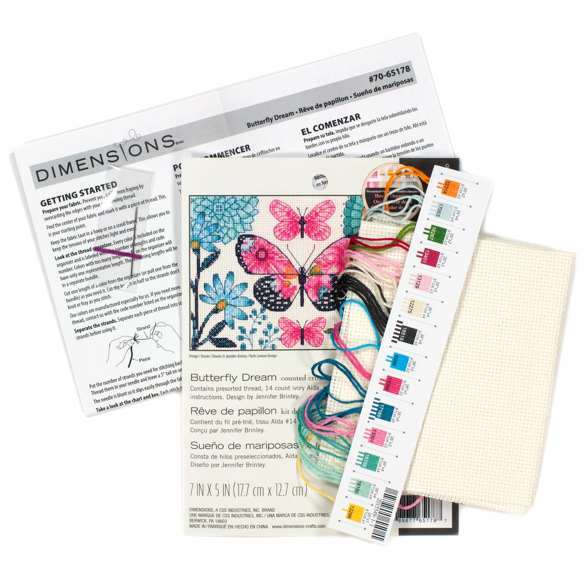 Dimensions Butterfly Dream Counted Cross Stitch Kit, 7" x 5"