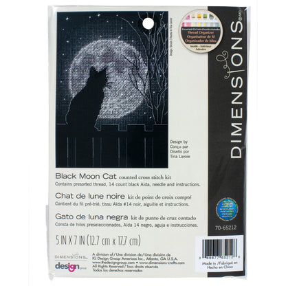 Dimensions Black Moon Cat Counted Cross Stitch Kit, 5" x 7"