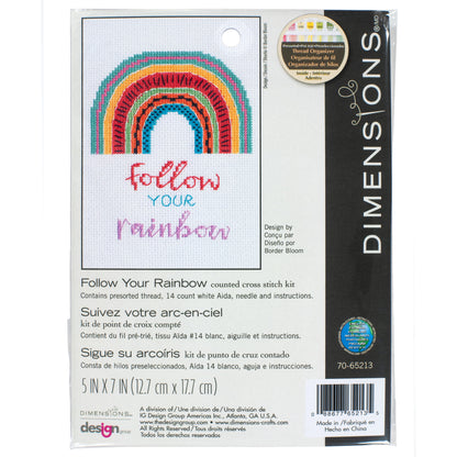 Dimensions Follow Your Rainbow Counted Cross Stitch Kit, 5" x 7"