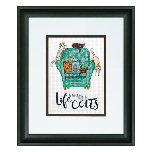 Dimensions Playful Cats Counted Cross Stitch Kit, 5" x 7"