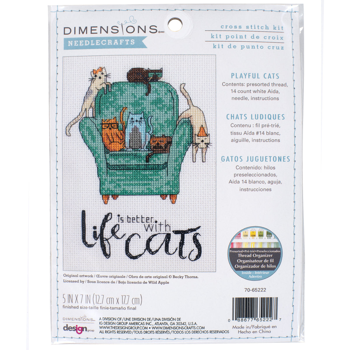 Dimensions Playful Cats Counted Cross Stitch Kit, 5" x 7"