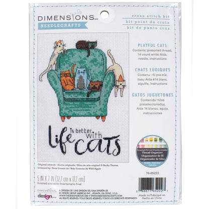 Dimensions Playful Cats Counted Cross Stitch Kit, 5" x 7"