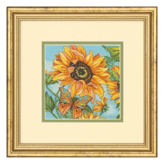 Dimensions Gold Collection Petite Sunflower Garden Counted Cross Stitch Kit, 6" x 6"