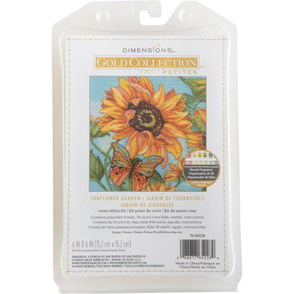 Dimensions Gold Collection Petite Sunflower Garden Counted Cross Stitch Kit, 6" x 6"