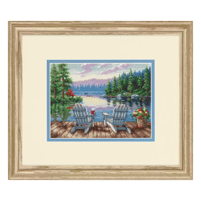 Dimensions Gold Collection Petite Lakeside Morning Counted Cross Stitch Kit, 7" x 5"