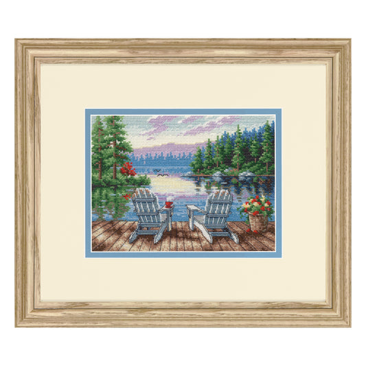 Dimensions Gold Collection Petite Lakeside Morning Counted Cross Stitch Kit, 7" x 5"