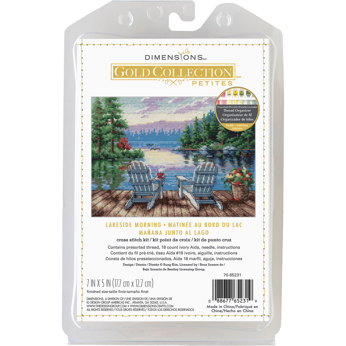 Dimensions Gold Collection Petite Lakeside Morning Counted Cross Stitch Kit, 7" x 5"