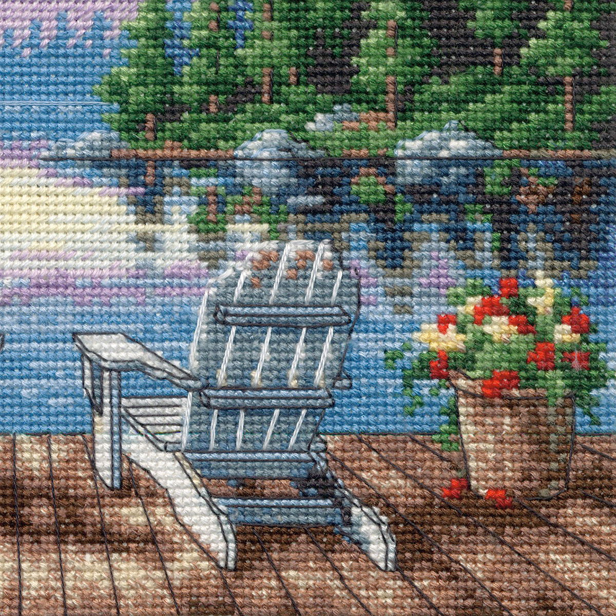 Dimensions Gold Collection Petite Lakeside Morning Counted Cross Stitch Kit, 7" x 5"