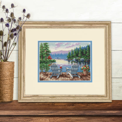 Dimensions Gold Collection Petite Lakeside Morning Counted Cross Stitch Kit, 7" x 5"