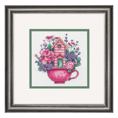 Dimensions Teacup House Counted Cross Stitch Kit, 6" x 6"