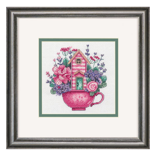 Dimensions Teacup House Counted Cross Stitch Kit, 6" x 6"