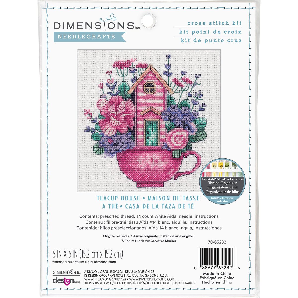 Dimensions Teacup House Counted Cross Stitch Kit, 6" x 6"