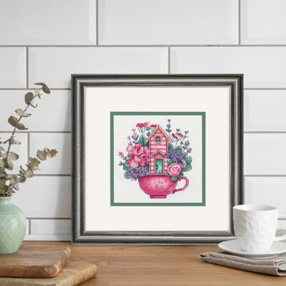 Dimensions Teacup House Counted Cross Stitch Kit, 6" x 6"