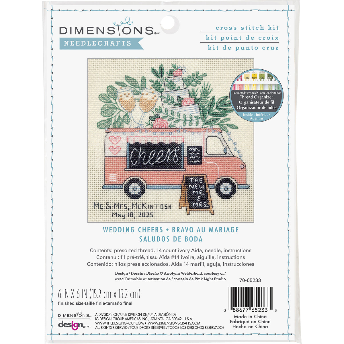 Dimensions Wedding Cheers Counted Cross Stitch Kit, 6" x 6"