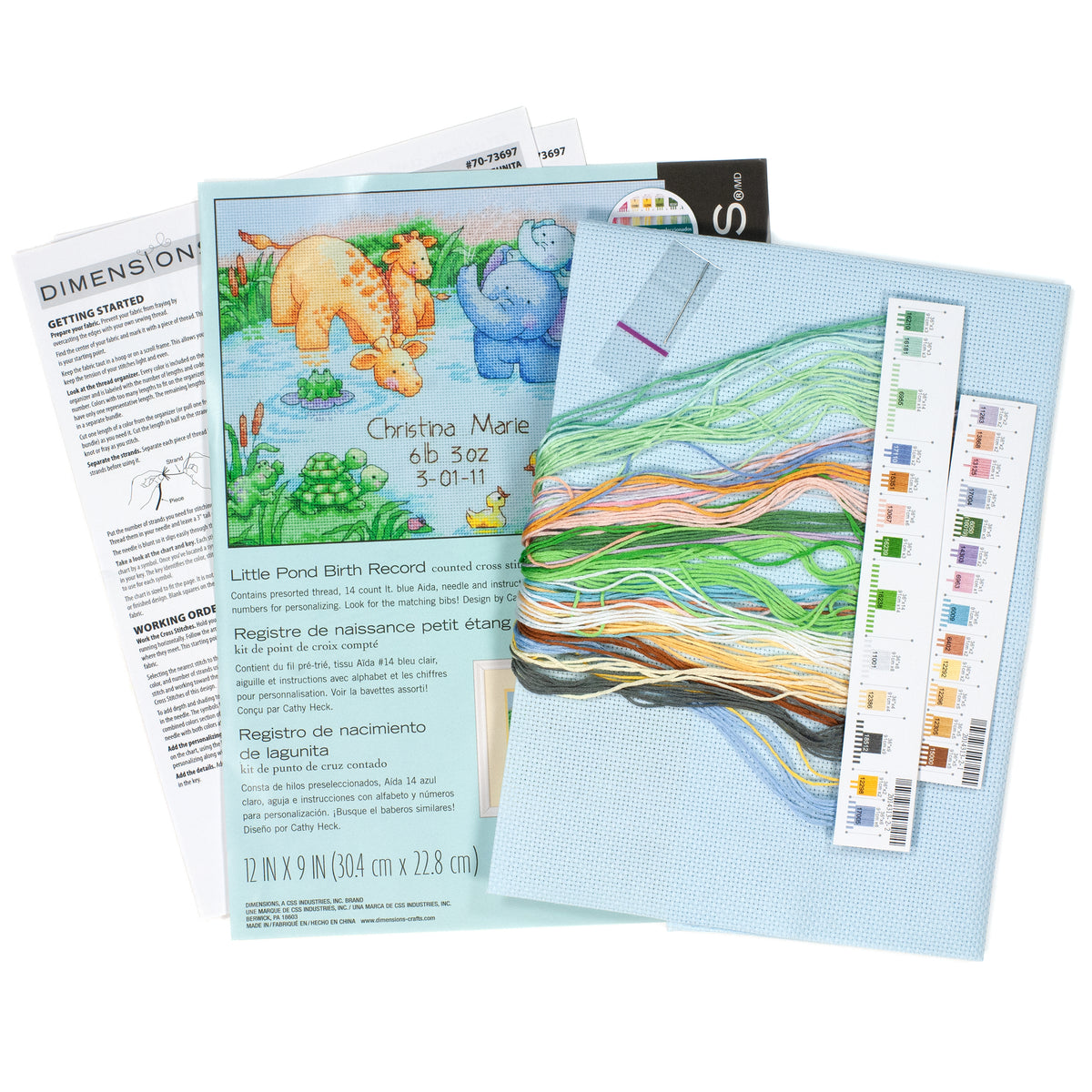 Dimensions Little Pond Birth Record Counted Cross Stitch Kit, 12" x 9"