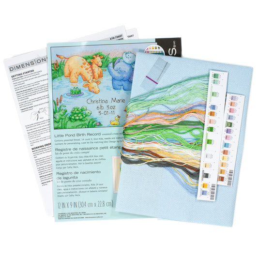 Dimensions Little Pond Birth Record Counted Cross Stitch Kit, 12" x 9"