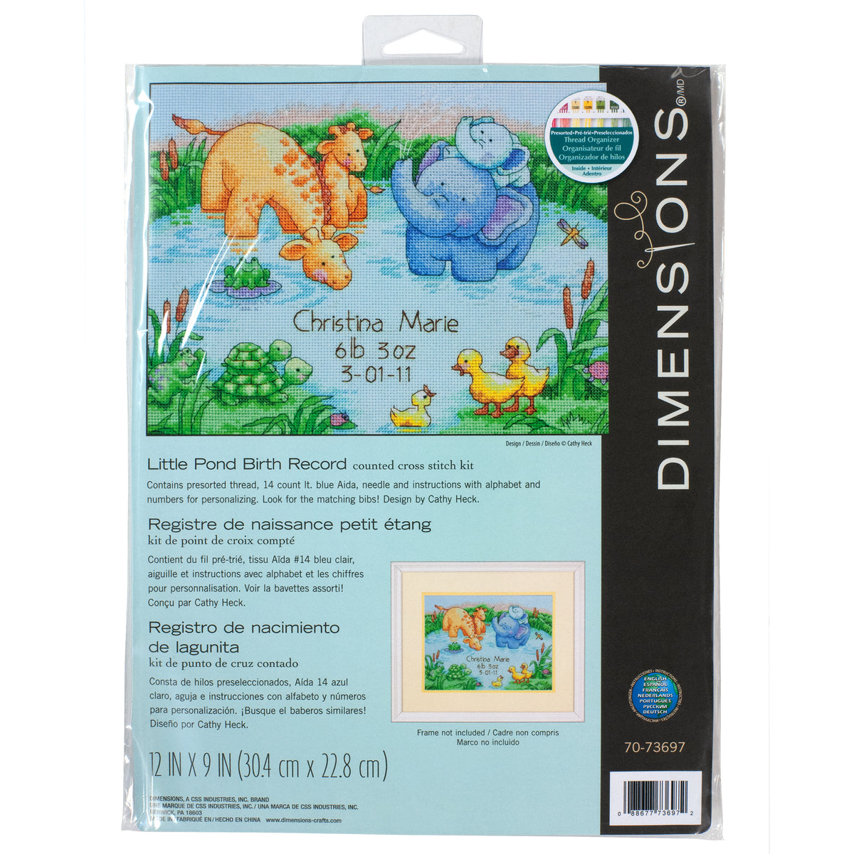 Dimensions Little Pond Birth Record Counted Cross Stitch Kit, 12" x 9"