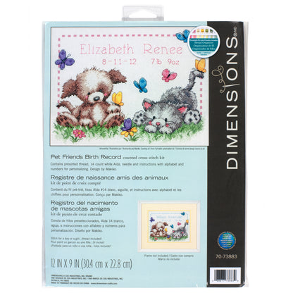 Dimensions Pet Friends Birth Record Counted Cross Stitch Kit, 12" x 9"