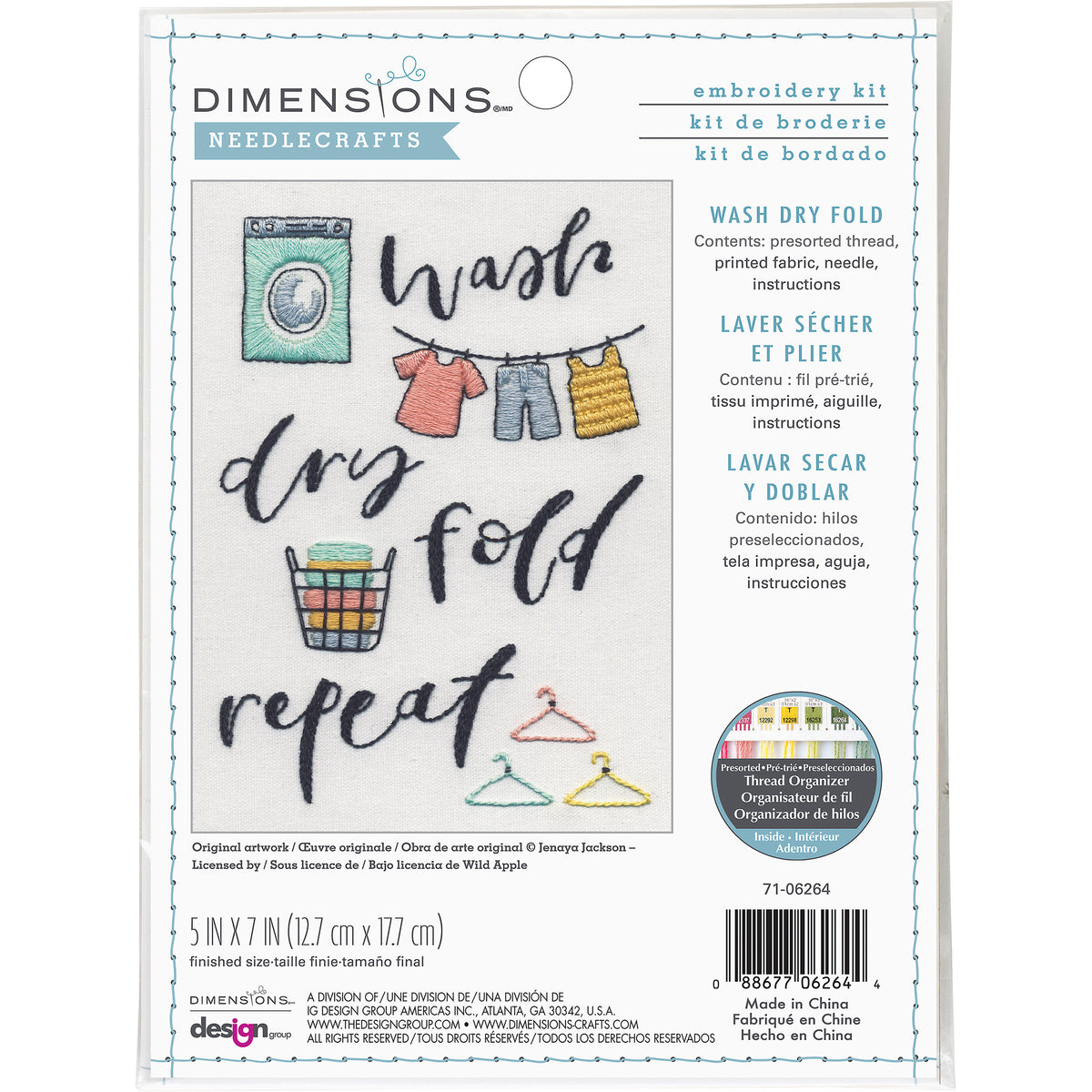 Dimensions Wash Dry Fold Embroidery Kit, 5" x 7"