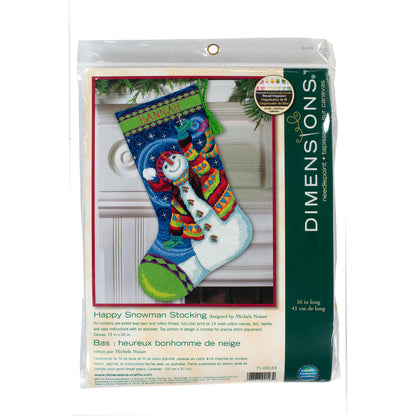 Dimensions Happy Snowman Stocking Needlepoint Kit, 16" long