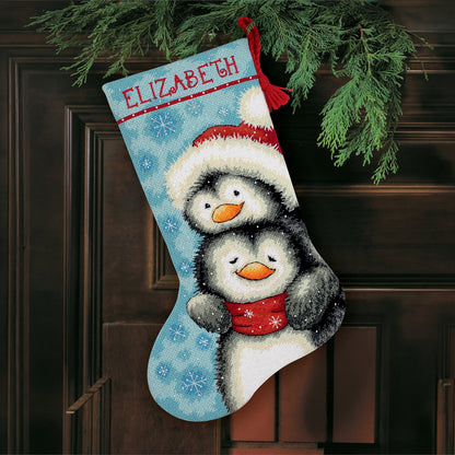 Dimensions Hugging Penguins Stocking Needlepoint Kit, 16" long