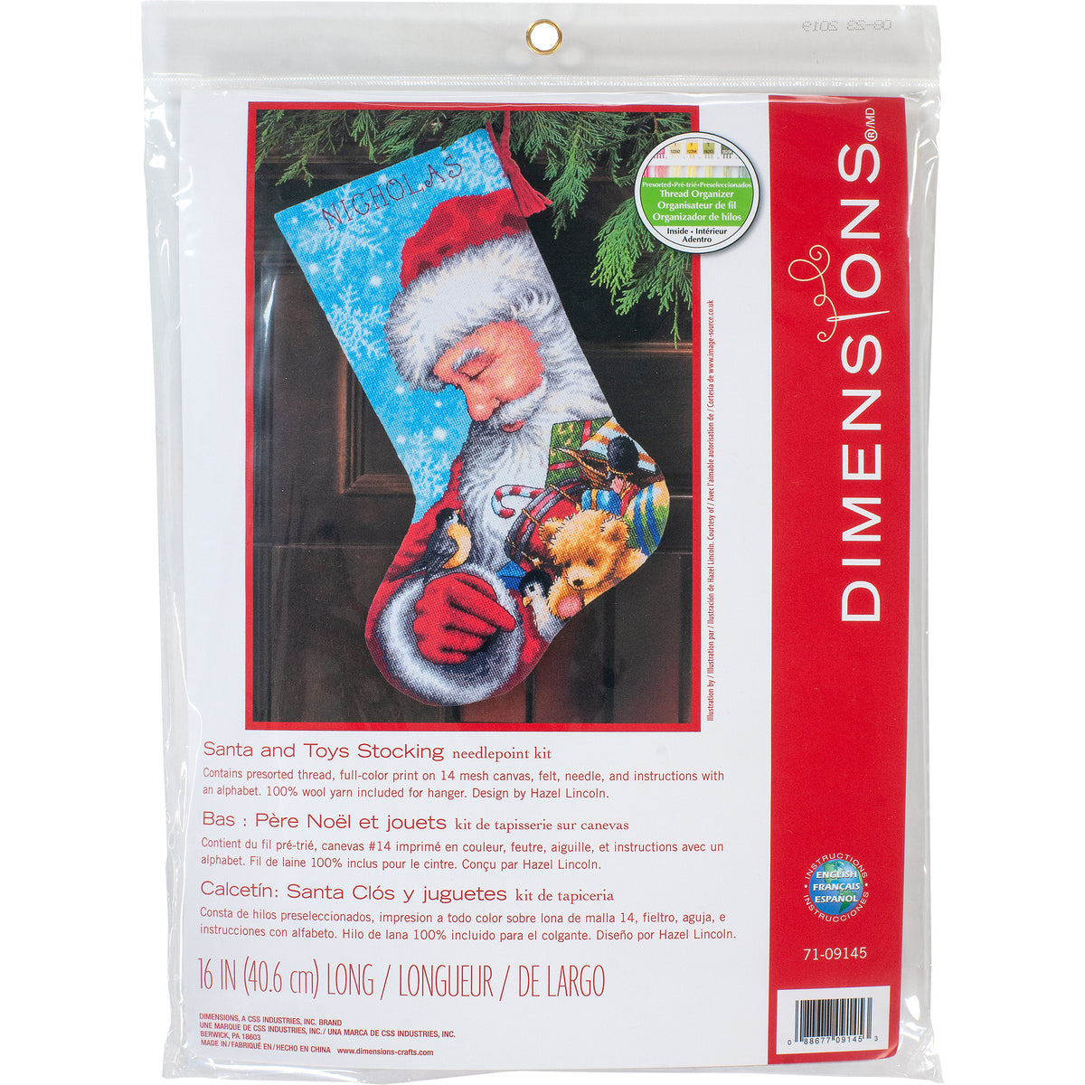 Dimensions Santa and Toys Stocking Needlepoint Kit, 16" long