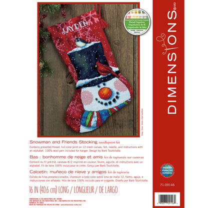 Dimensions Snowman and Friends Stocking Needlepoint Kit, 16" long