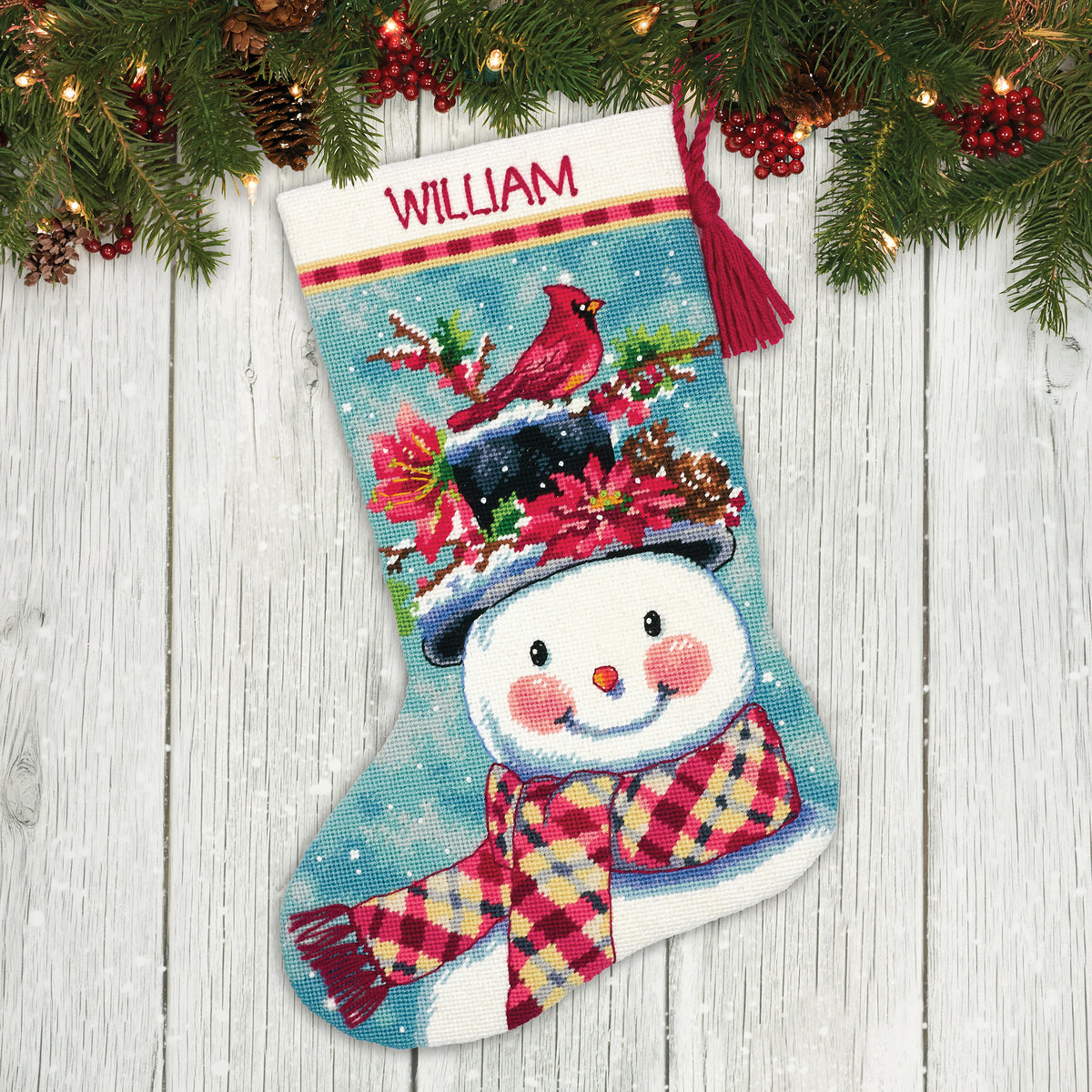 Dimensions Seasonal Snowman Stocking Needlepoint Kit, 16" long