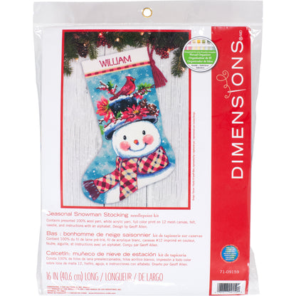 Dimensions Seasonal Snowman Stocking Needlepoint Kit, 16" long