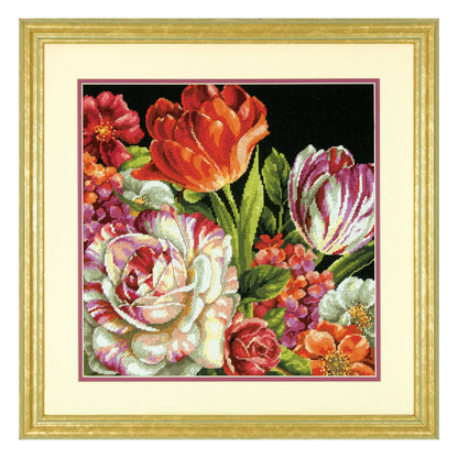 Dimensions Bouquet on Black Needlepoint Kit, 14" x 14"