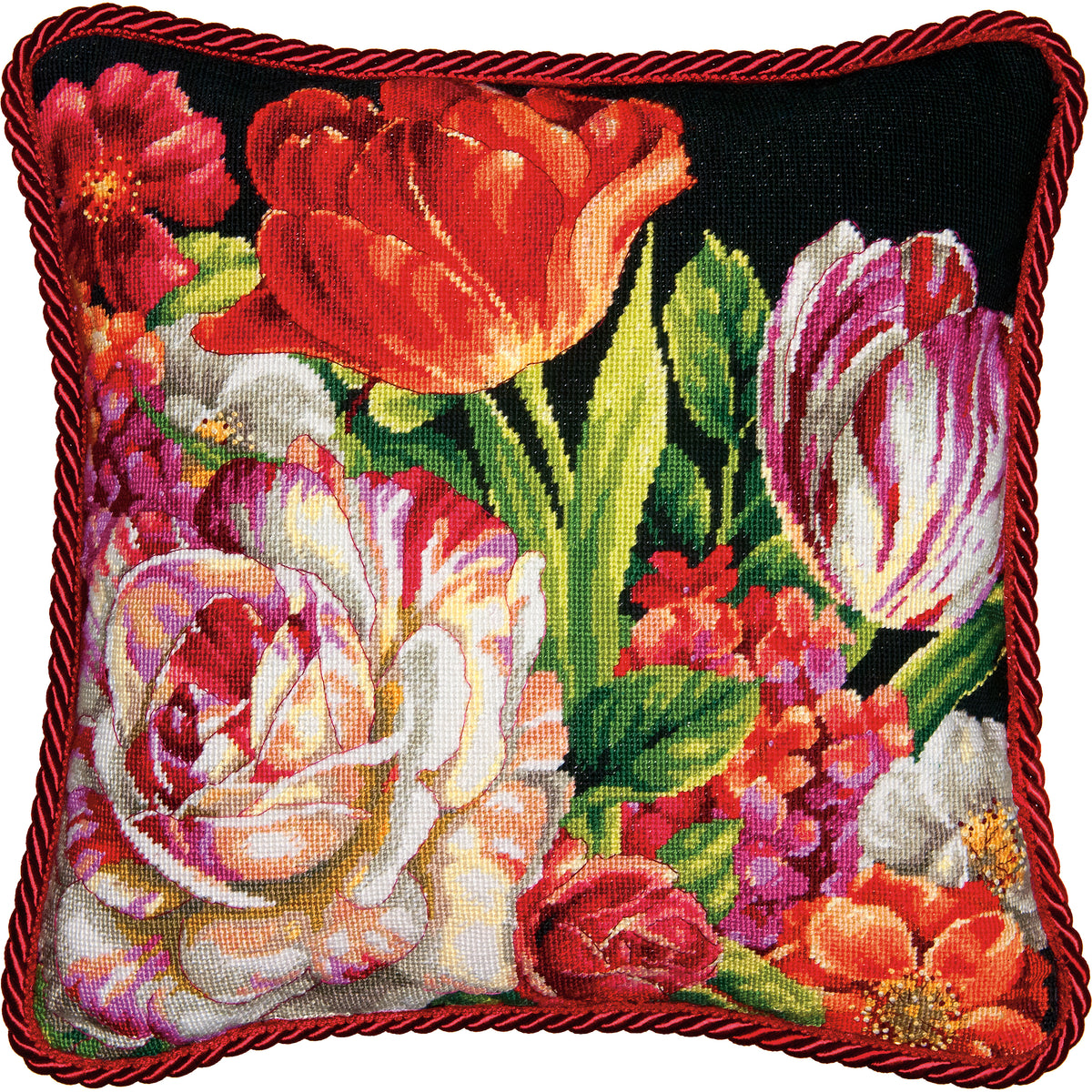 Dimensions Bouquet on Black Needlepoint Kit, 14" x 14"