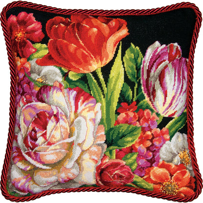 Dimensions Bouquet on Black Needlepoint Kit, 14" x 14"