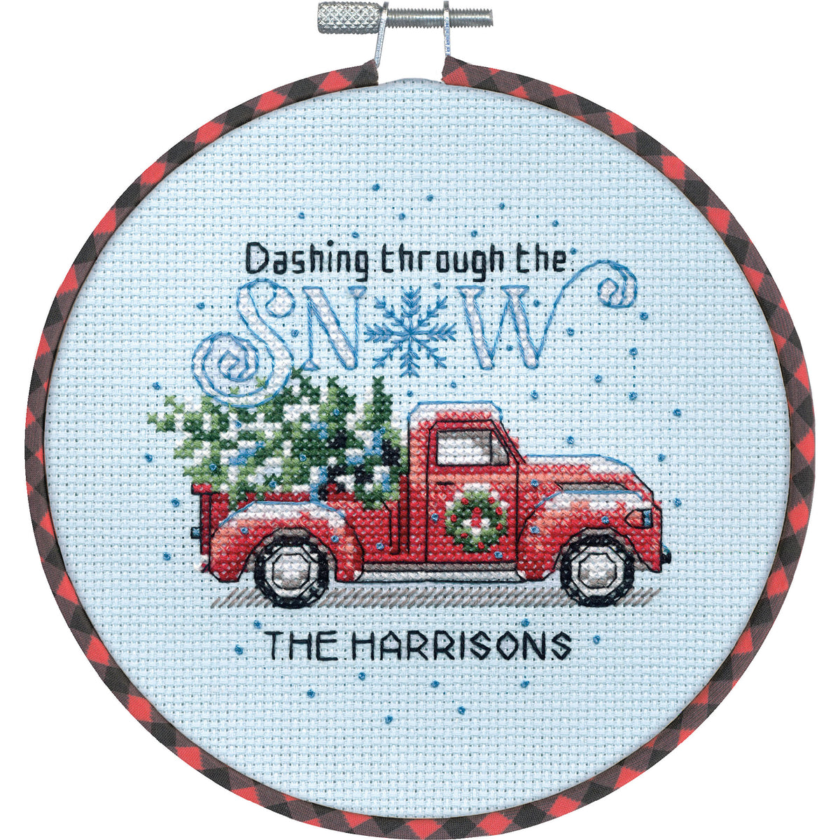 Dimensions Holiday Family Truck Counted Cross Stitch Kit, 6" diameter