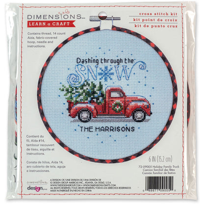 Dimensions Holiday Family Truck Counted Cross Stitch Kit, 6" diameter