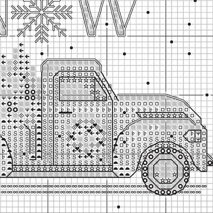 Dimensions Holiday Family Truck Counted Cross Stitch Kit, 6" diameter