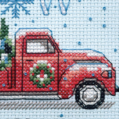 Dimensions Holiday Family Truck Counted Cross Stitch Kit, 6" diameter
