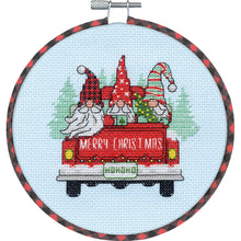 Dimensions Red Truck Gnomes Counted Cross Stitch Kit, 6" diameter