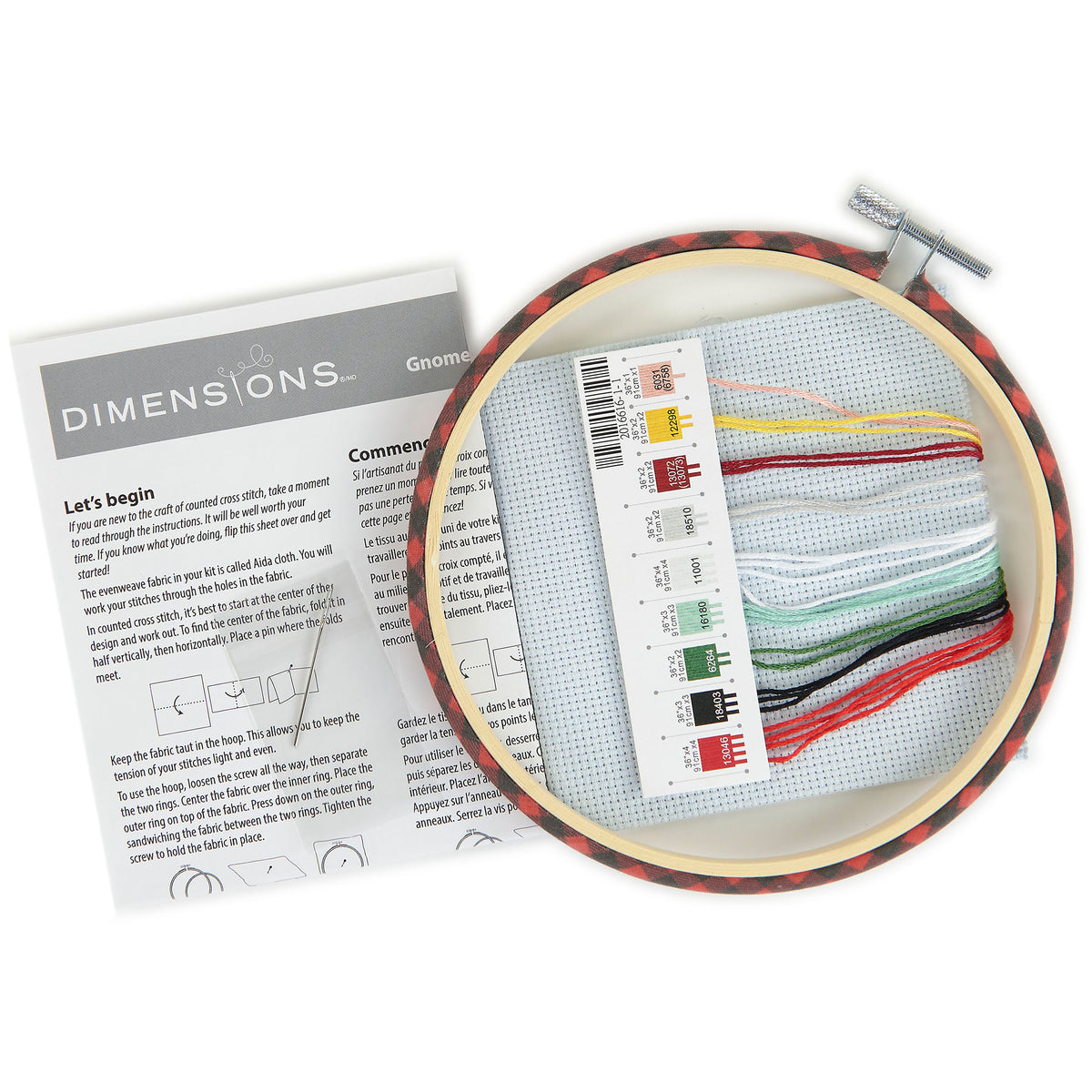 Dimensions Red Truck Gnomes Counted Cross Stitch Kit, 6" diameter