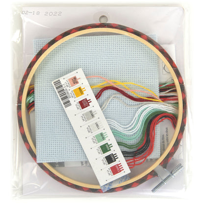 Dimensions Red Truck Gnomes Counted Cross Stitch Kit, 6" diameter