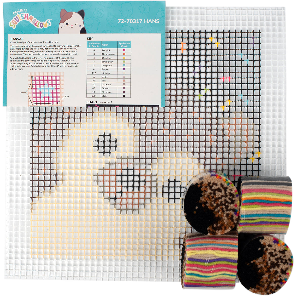 Squishmallows Hans Latch Hook Kit by Dimensions, 12" x 12"