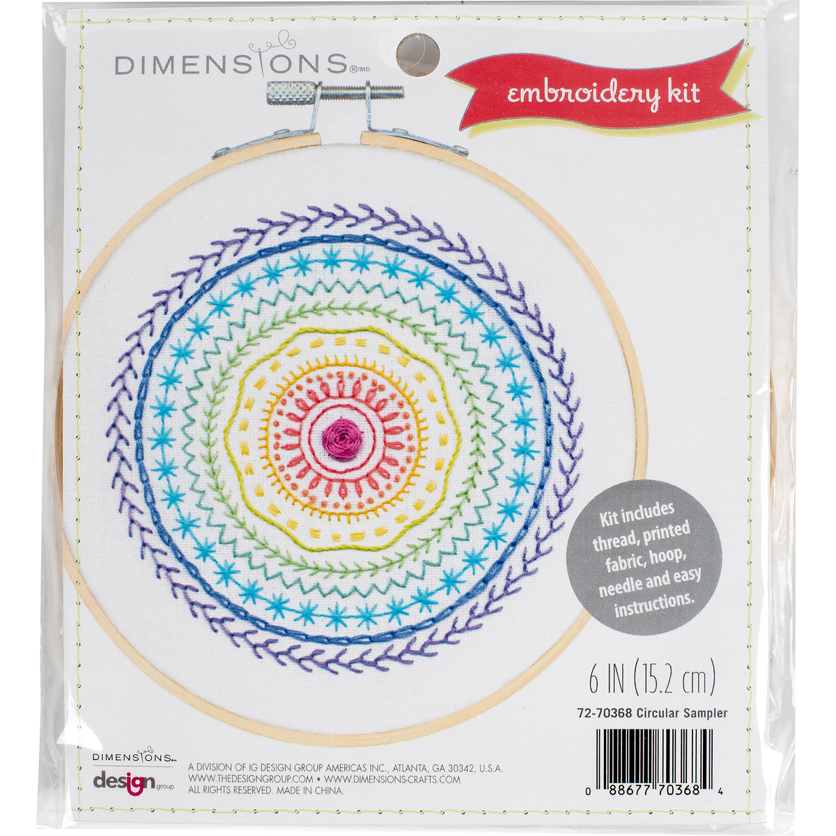 Dimensions Circular Sampler Embroidery Kit, 6" diameter