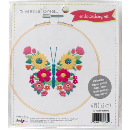 Dimensions Butterfly Embroidery Kit, 6" diameter
