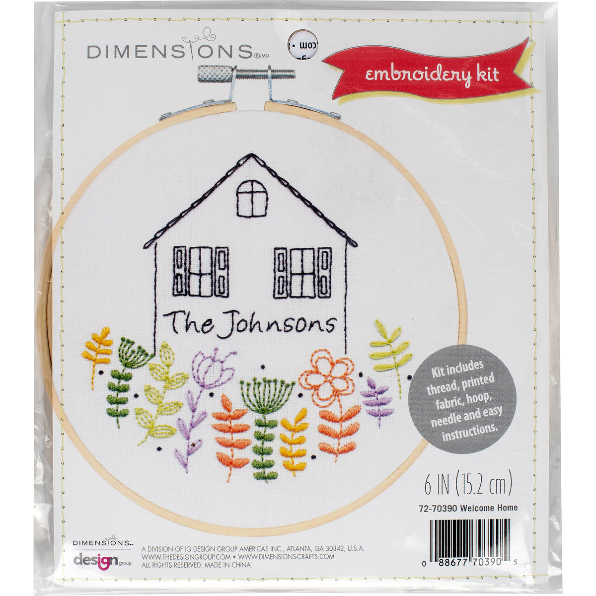 Dimensions Welcome Home Embroidery Kit, 6" diameter