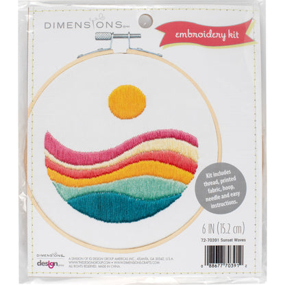 Dimensions Sunset Waves Embroidery Kit, 6" diameter