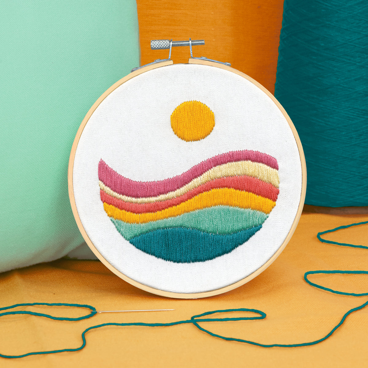 Dimensions Sunset Waves Embroidery Kit, 6" diameter
