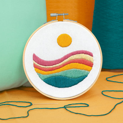 Dimensions Sunset Waves Embroidery Kit, 6" diameter