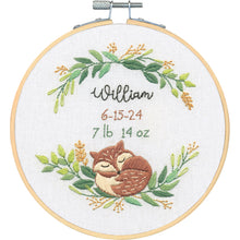 Dimensions Fox Birth Record Embroidery Kit, 6" diameter